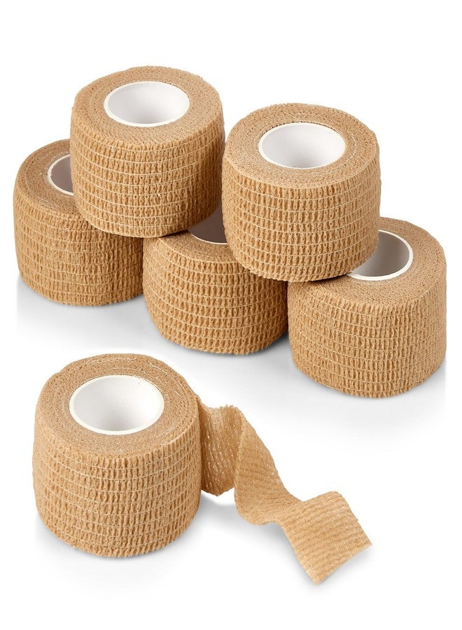 ميدكا ضمادات ذاتية اللصق - 1 بوصة × 5 ياردات لكل لفة - عبوة من 6 لفات، شريط لاصق مرن ذاتي اللصق للإسعافات الأولية لعلاج الالتواءات والتورمات والألم في الرسغ والكاحل - Image 1